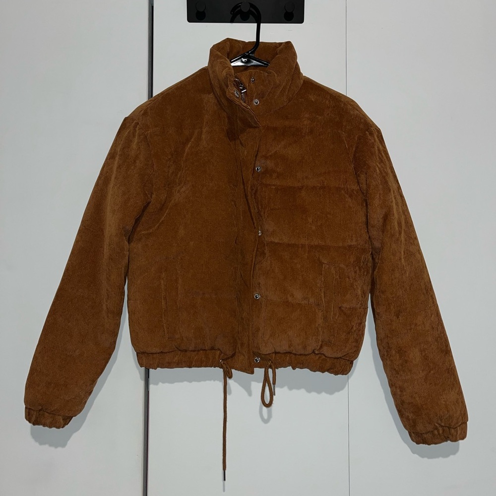 Ashley Outerwear Tan Corduroy Puffer Jacket